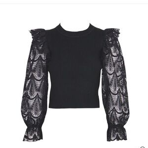 Lucy Paris Hallie Lace Sweater Black Small